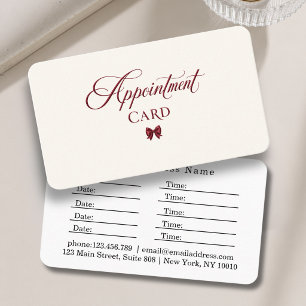 Cartão De Horário Arco Elegante Vermelho Bege Salão