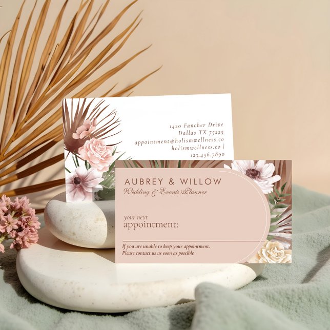 Cartão De Horário Arco Fotográfico Floral da Boêmia Moderna (Modern Chic Bohemian Watercolor Florals Photo Arch Appointment Card)