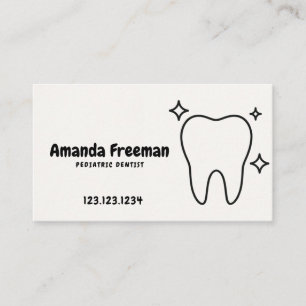 Cartão De Horário Arte de Linha de Dente Brilhante Fofa Odontopediat