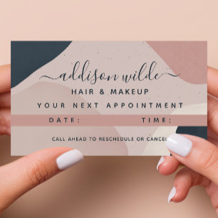 Cartão De Horário Azul Marinho Rosa Formas Abstratas Modernas Neutra