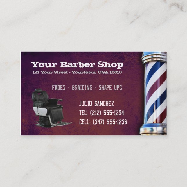 Cartão De Horário Barbearia CUSTOMIZÁVEL BC (Frente)