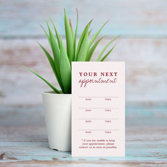 Cartão De Horário Beleza Vermelha Branca Antiga e Elegante Simples (Criador carregado)