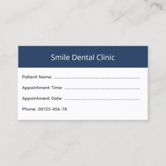 Cartão De Horário Bold Header Dental Appointment Card
