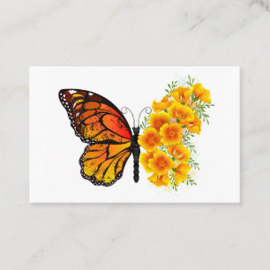 Cartão De Horário Borboleta Flor com Papagaio Amarelo da Califórnia
