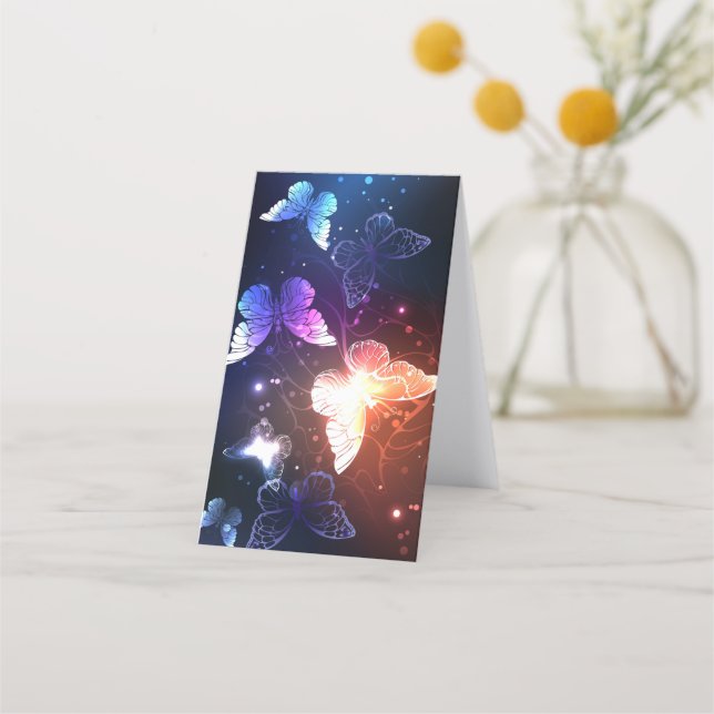 Cartão De Horário Borboletas noturnas brilhantes (Verso)