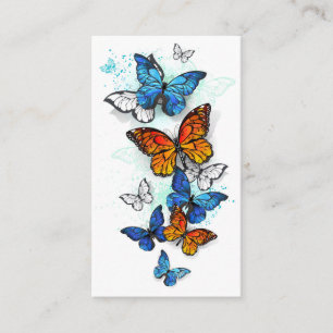 Cartão De Horário Borboletas voadoras Morpho e Monarca