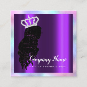 Cartão De Horário Brilho quadrado roxo do diamante do cabelo da