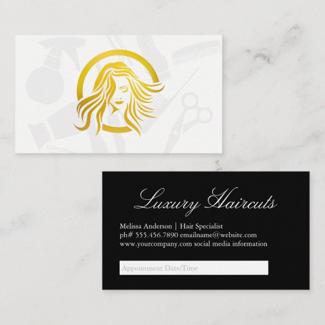 Cartão De Horário Cabelo e beleza femininas | Nomeação (Frente/Verso)