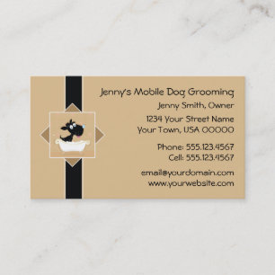 Cartão De Horário Cachorro Bonito na Bathtub Pet Dog Groomer Apponti