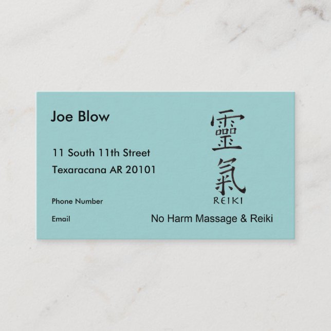 Cartão De Horário Caráter de Kanji para REIKI (Frente)