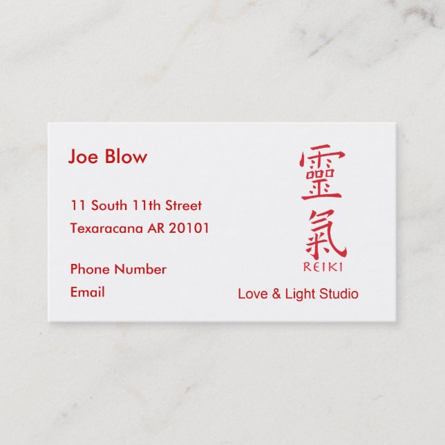 Cartão De Horário Caráter de Kanji para REIKI (Frente)