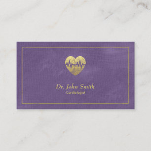 Cartão De Horário Cardiologista, Quadro de Ouro de Canvas Roxo e Cor