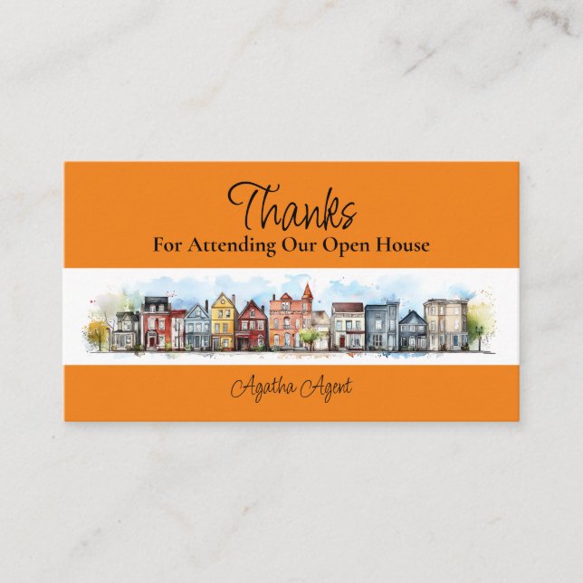 Cartão De Horário Casa Aberta Imobiliária Obrigado Amarelo (Frente)