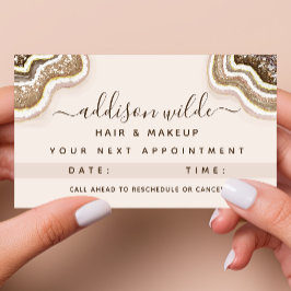 Cartão De Horário Champanhe Dourado Glitter Glitter Geode