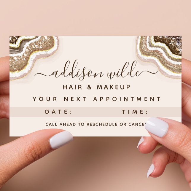 Cartão De Horário Champanhe Dourado Glitter Glitter Geode (Criador carregado)