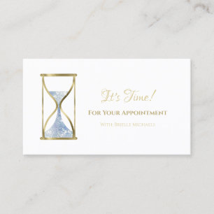 Cartão De Horário Chic Blue Glitz Hourglass Beauty Salon Nomeação