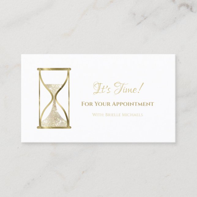 Cartão De Horário Chic Dourada Glitz Hourglass Beauty Salon Appeltio (Frente)