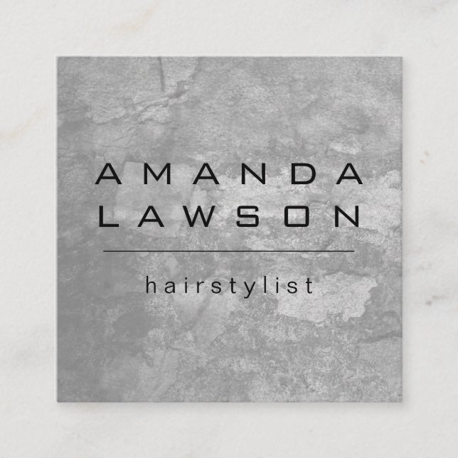 Cartão De Horário Cinza Chic Grunge (nomeação) (Frente)