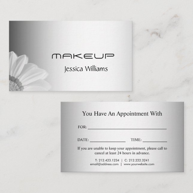 Cartão De Horário Cinza Desfocada Fundo Desfocado Gerbera Flor (Frente/Verso)