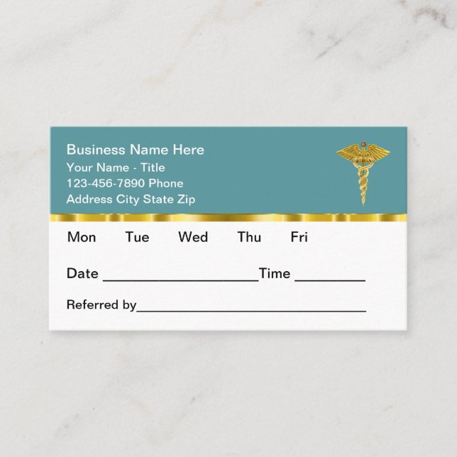 Cartão De Horário Classy Medical Office Appointment Cards Design (Frente)