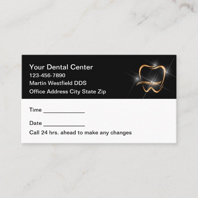 Cartão De Horário Classy Modern Dentist Office Appointment Cards  (Frente)