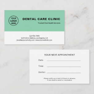 Cartão De Horário Clínica Odontológica Logo de Dentista Verde Macio 