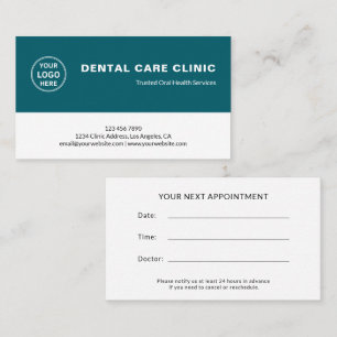 Cartão De Horário Clínica Odontológica Logotipo de Dentista Azul Pro
