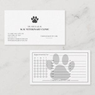 Cartão De Horário Clínica Veterinária Moderna Logotipo de Pata