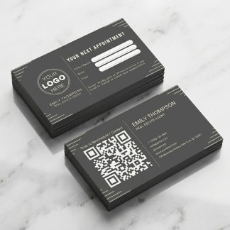 Cartão De Horário Código QR de Design Minimalista Art Déco de Luxo P