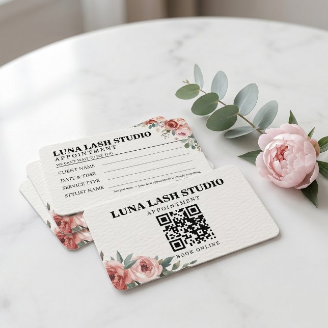 Cartão De Horário Código QR do Floral Botanical Lash Studio (Floral Botanical Lash Studio QR Code Appointment Card)
