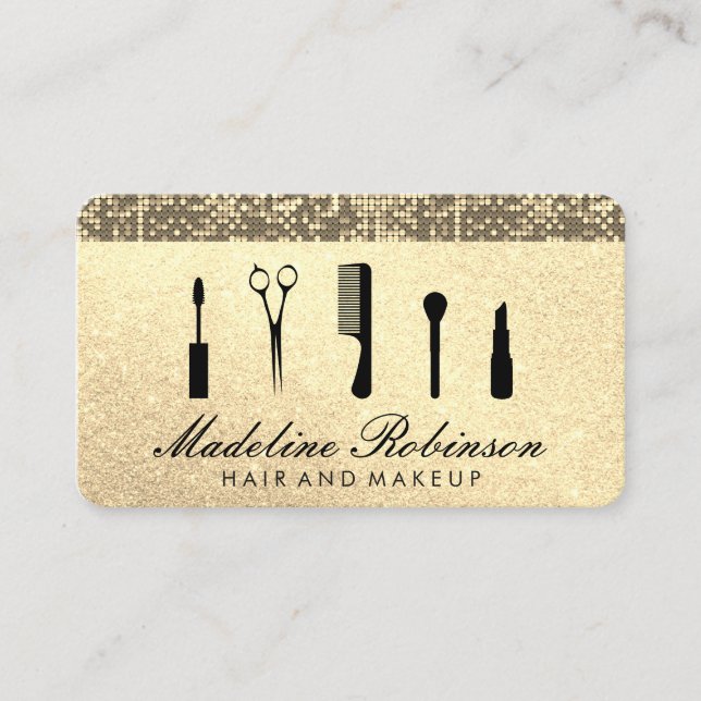 Cartão De Horário Compromisso com Lantejoulas e Brilho (Frente)