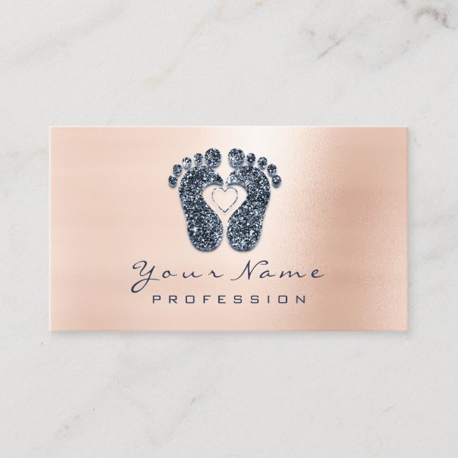 Cartão De Horário Compromisso de Marinho Azul com Rosa de Reflexolog (Frente)