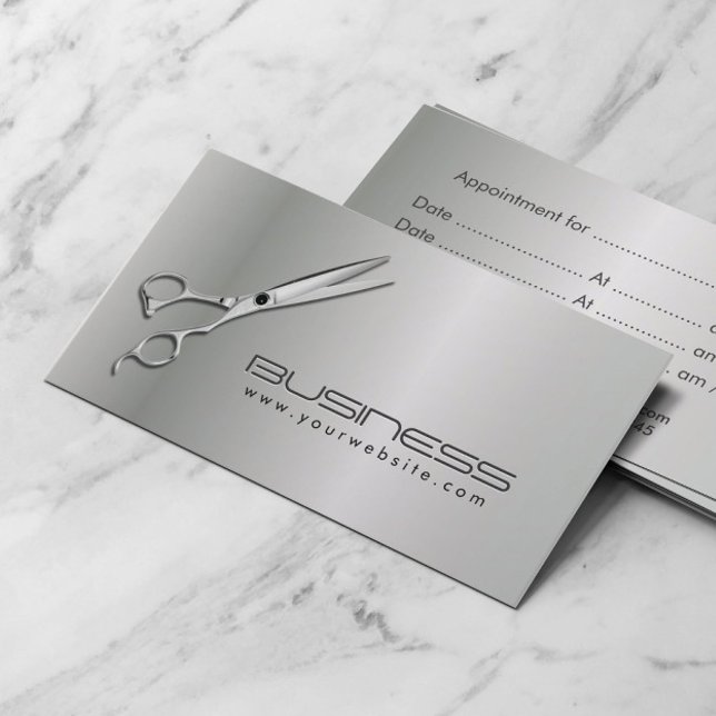 Cartão De Horário Compromisso do Salão Metálico Moderno (Criador carregado)