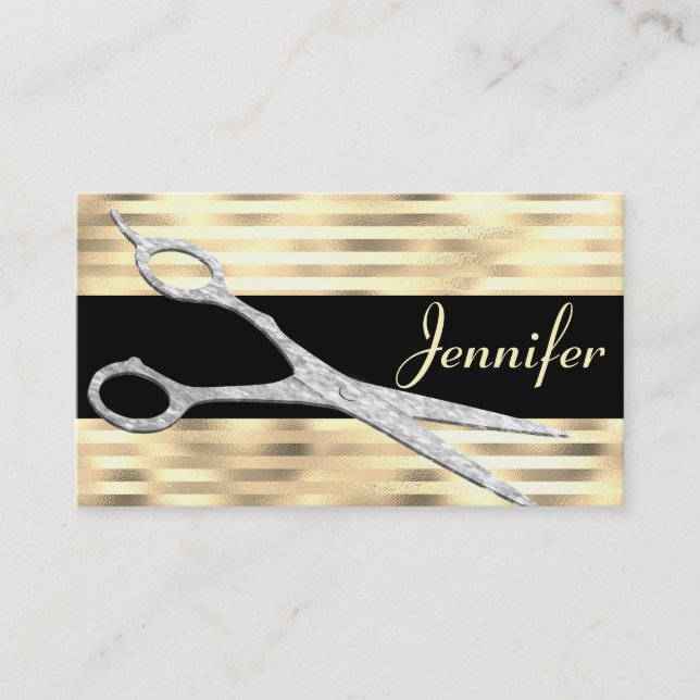 Cartão De Horário Compromisso Dourado Elegante de Hairstylist (Frente)
