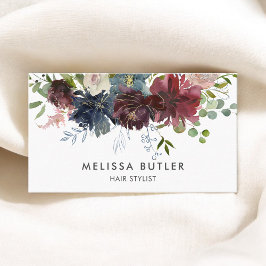 Cartão De Horário Compromisso Floral De Burgundy E Marinho