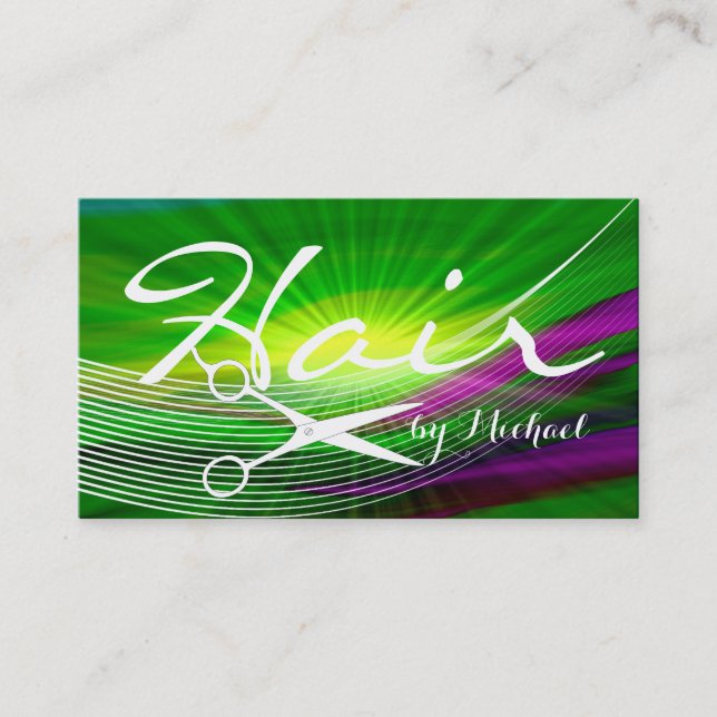 Cartão De Horário Compromisso Hair Stylist - Abstrato Verde nº 5 (Frente)