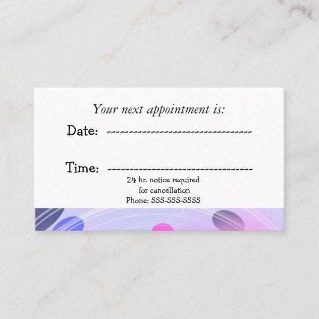 Cartão De Horário Compromisso Médico do Feijão abstrato Roxo (Frente)