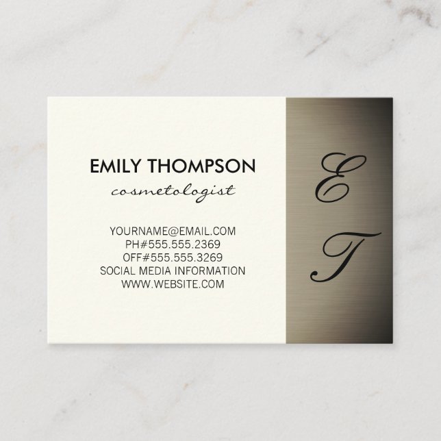 Cartão De Horário Compromisso Monograma Simplístico (off-yellow) (Frente)