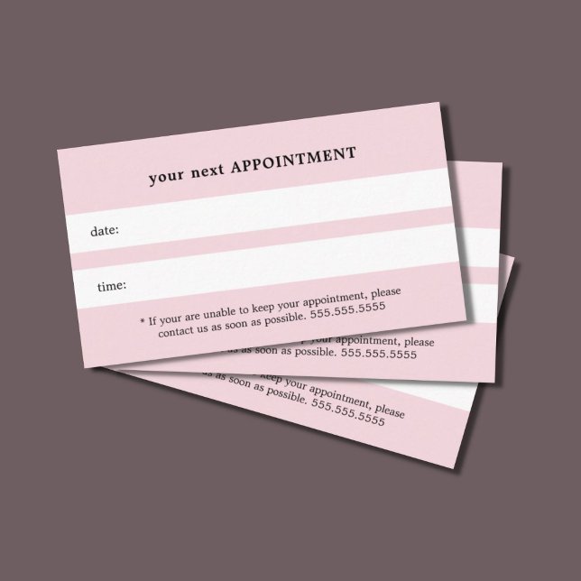 Cartão De Horário Compromisso Simples Elegante de Beleza Branca Rosa (Criador carregado)