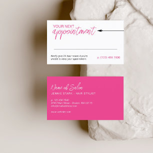 Cartão De Horário Consulta Marcante Rosa Neon Minimalista Próxima Co
