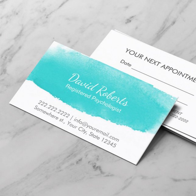 Cartão De Horário Consultor de Psicóloga Nomeação de Aquarela (Criador carregado)