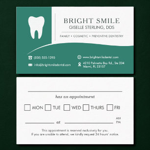 Cartão De Horário Consultório Odontológico Verde Consulta ao Dentist