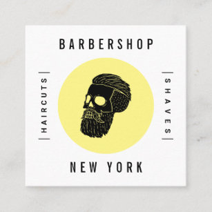 Cartão De Horário Crânio compre de barbeiro branco minimalista moder