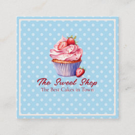 Cartão De Horário Custom Bakery Business Card | Blue Cupcake Theme