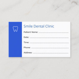 Cartão De Horário Dental Appointment Cards Dentist Office Blue