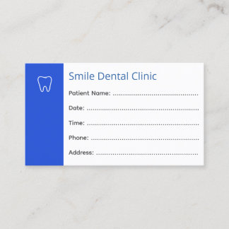 Cartão De Horário Dental Appointment Cards Dentist Office Blue