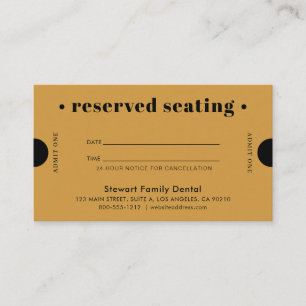 Cartão De Horário Dentária De Assentos Retro Dourado Reservado