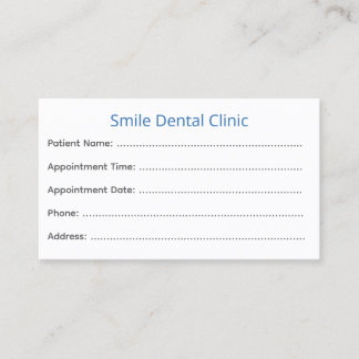 Cartão De Horário Dentist Appointment Cards Patient Reminder