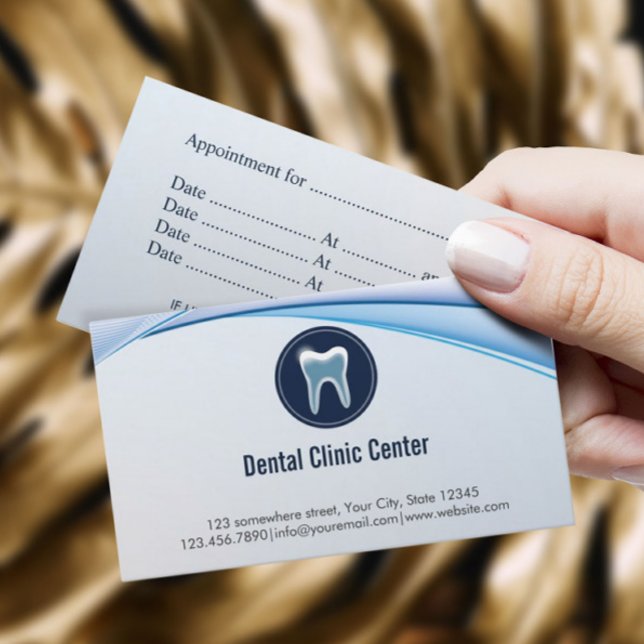 Cartão De Horário Dentista Azul Moderno de Compromisso Dental (Criador carregado)