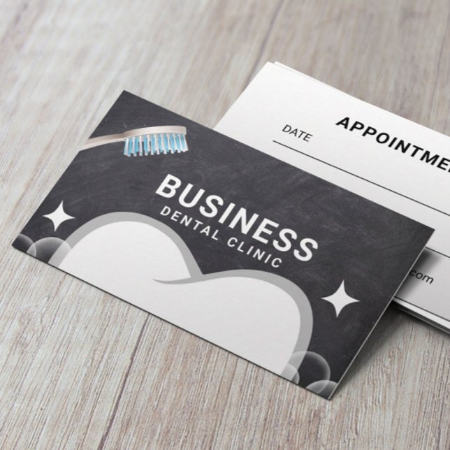 Cartão De Horário Dentista Dente Dente e Bolhas Dentária (Criador carregado)